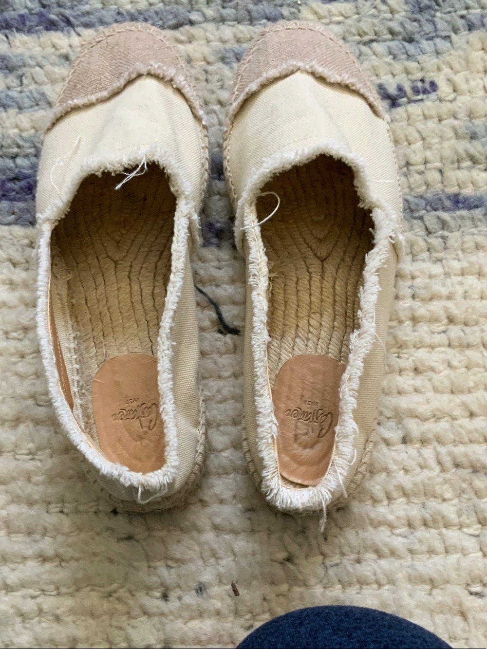 Castaner Cream Canvas Espadrilles with Tan Cap Toe